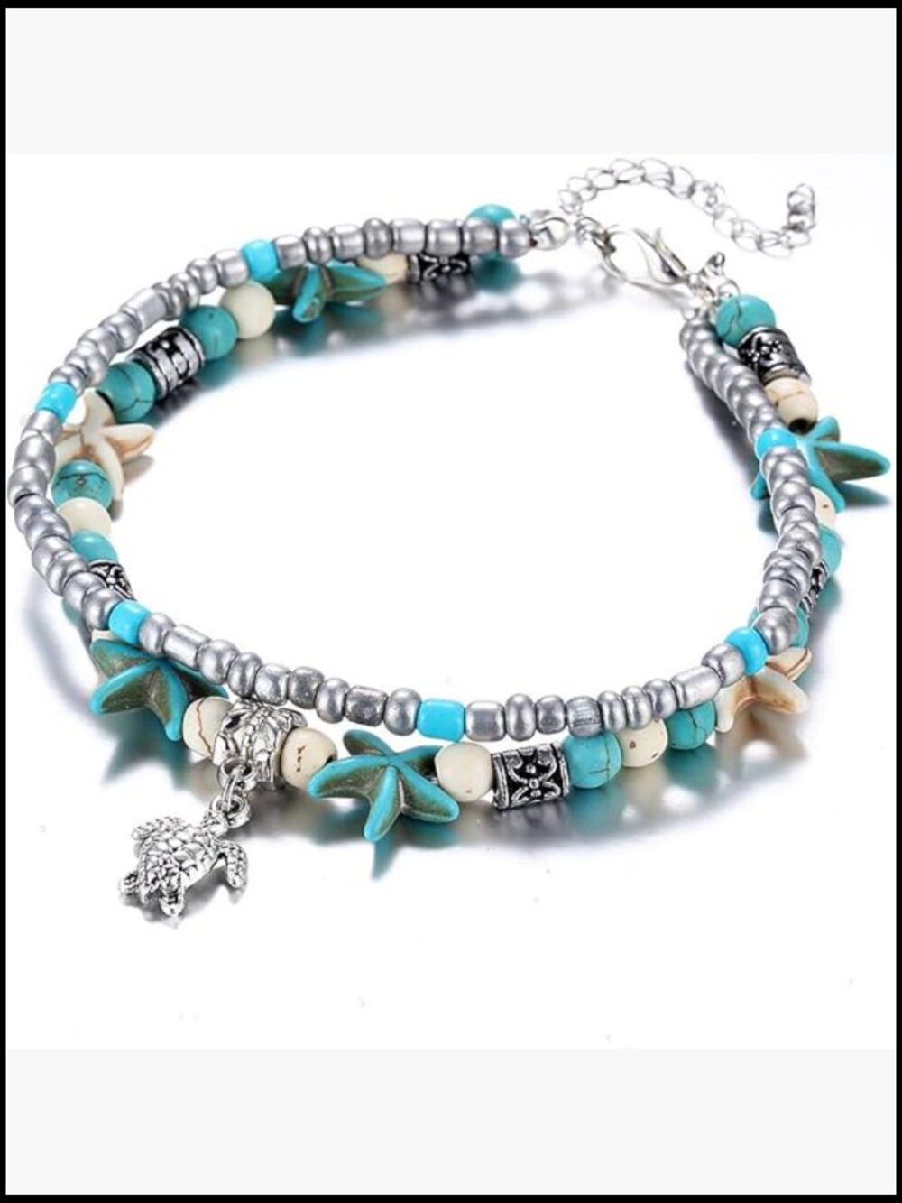 Multilayer Beaded Anklet Boho Beach Bracelet Set Adjustable Charm Surfing